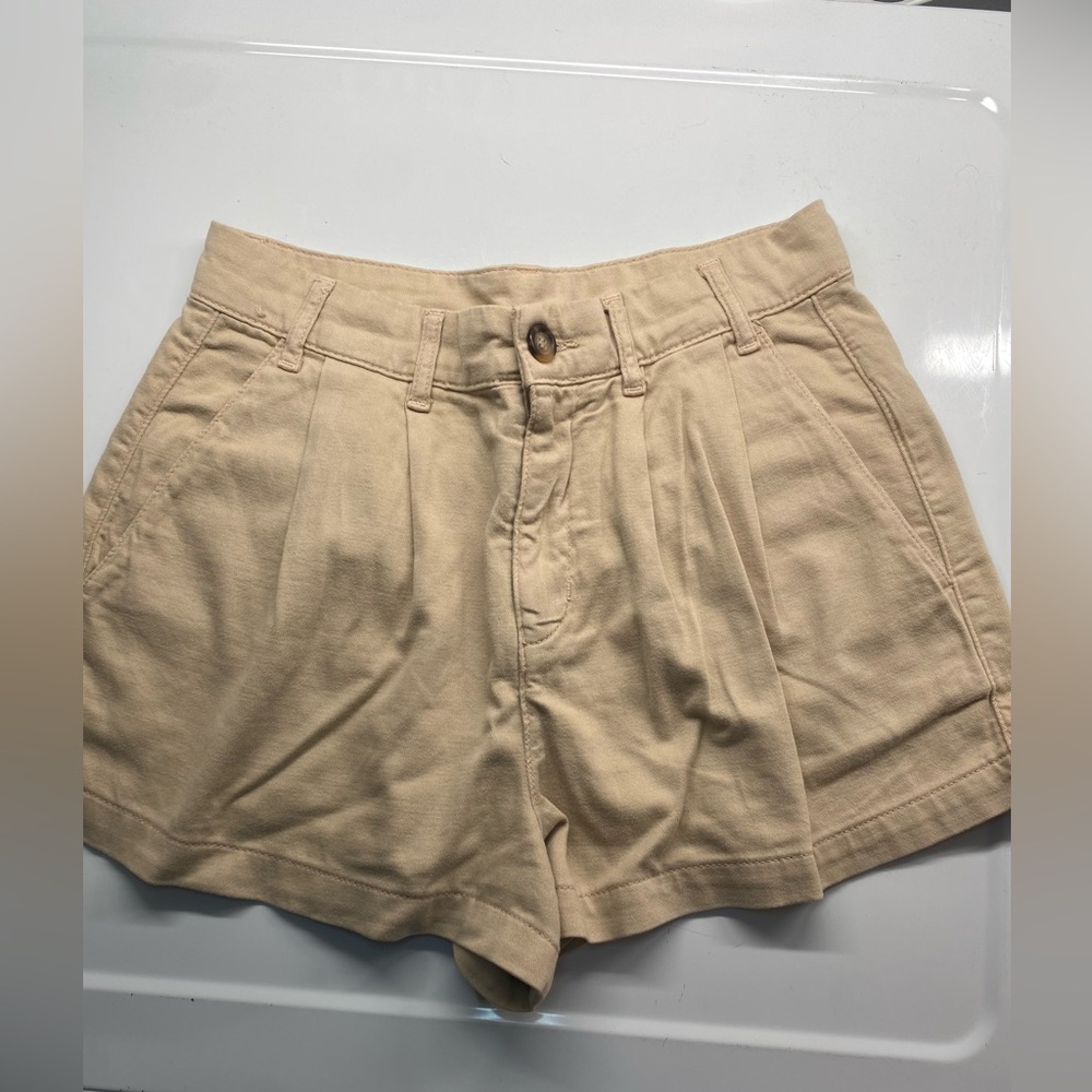 Free People Cotton Tan Pleated Shorts - Size‎ 4 F